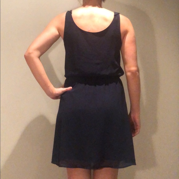 Navy Ruffle Dress - Picture 2 of 8